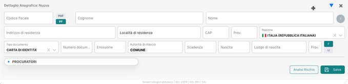 Nuova anagrafica — dettaglio