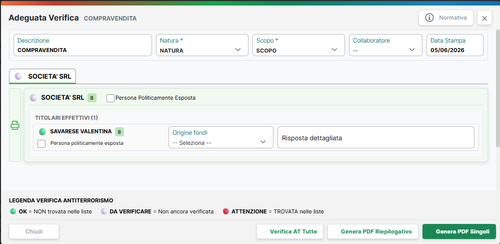 Adeguata verifica — genera PDF