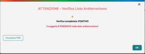 Verifica liste antiterrorismo — esito da controllare