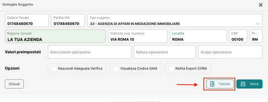 Bottone Tabelle dal dettaglio soggetto
