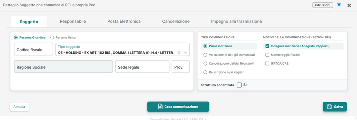 Scheda soggetto — compilazione