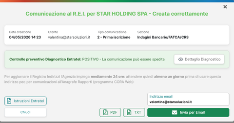 Riepilogo comunicazione