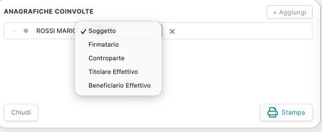 Anagrafica — selezione ruolo