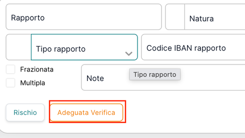 Rapporto — bottone Adeguata Verifica