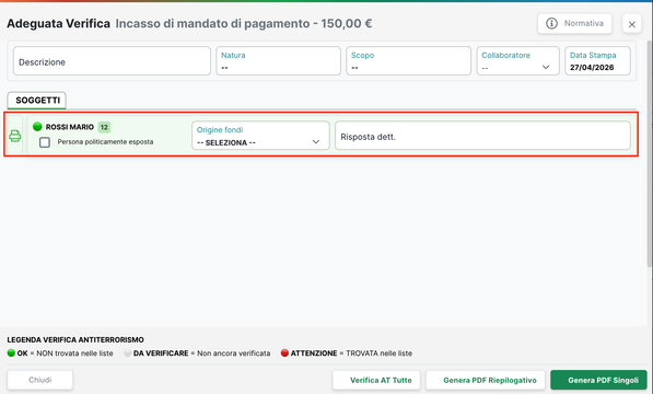 Adeguata Verifica — stampa documenti