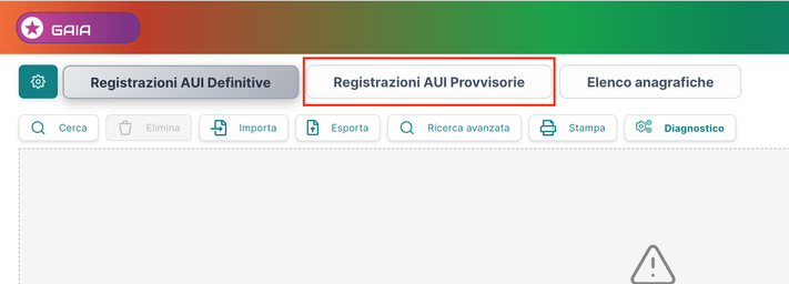 Registrazioni AUI Provvisorie