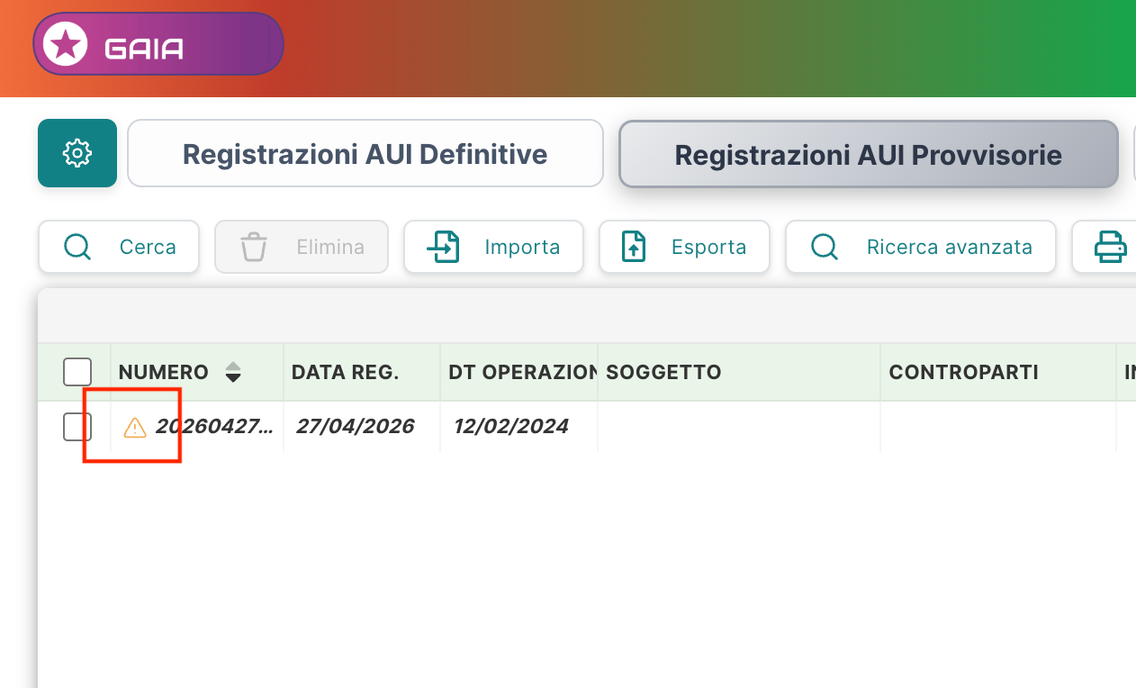 Aggiungi nota alla registrazione