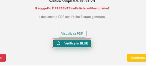 Cliccare il bottone Verifica in BLUE