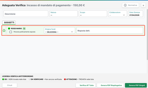 Adeguata Verifica — selezione anagrafiche