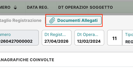 Dettaglio registrazione — Documenti Allegati