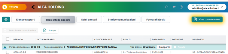 Bottone Crea comunicazione