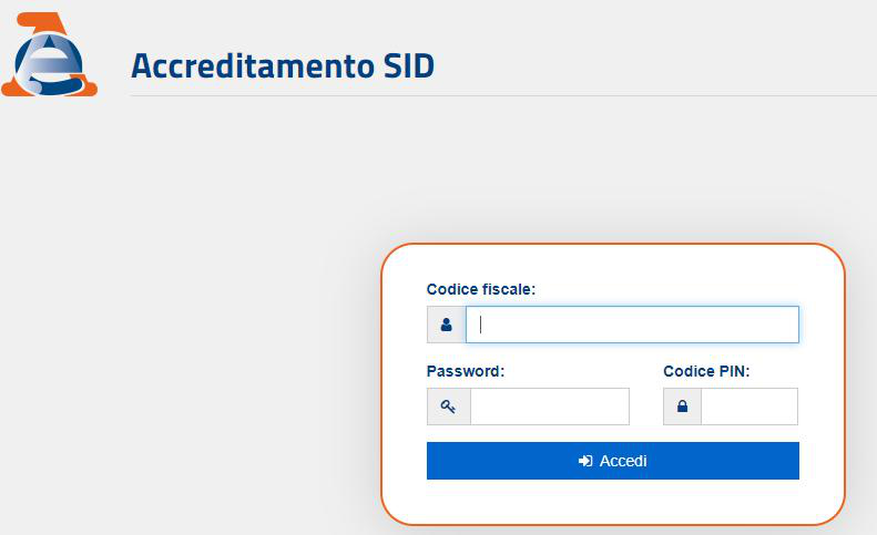 Login al portale Accreditamento SID