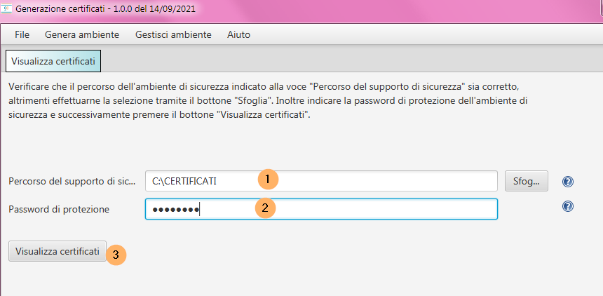 Inserimento percorso cartella e password