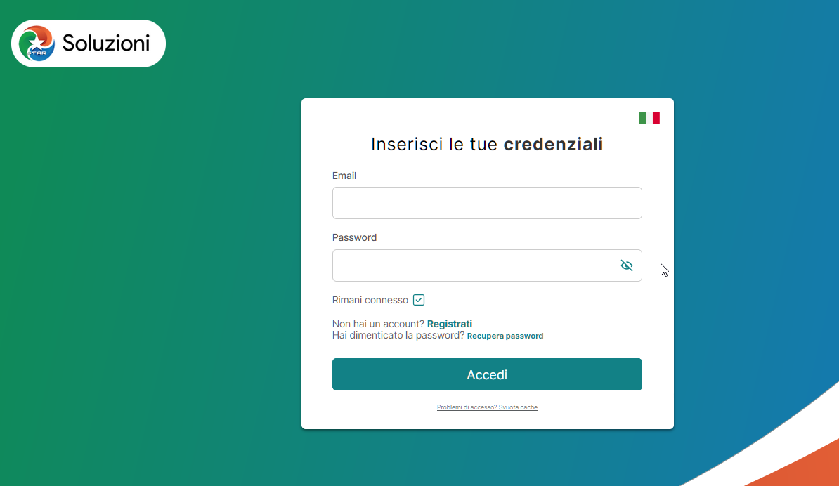 Schermata di login al server programmi StarSoluzioni