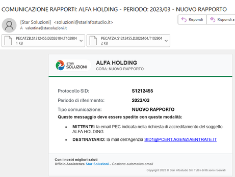Email della comunicazione