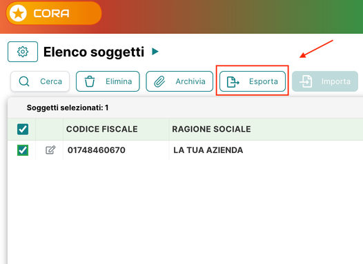 Esporta soggetti