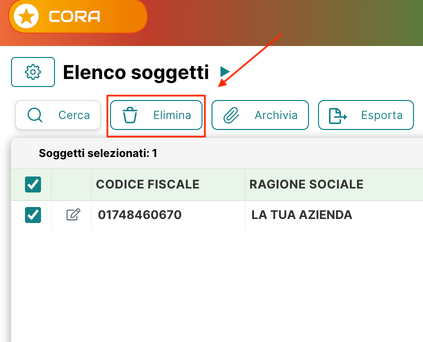 Elimina soggetti