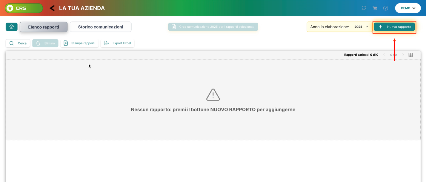 Elenco rapporti &mdash; nuovo rapporto