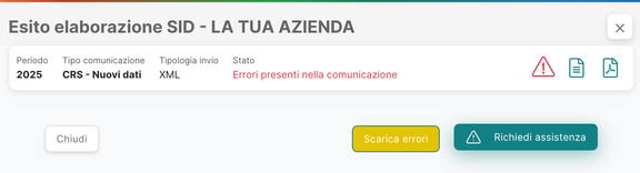 Esito elaborazione SID &mdash; negativo