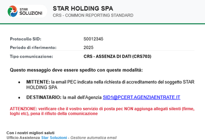 Email della comunicazione da inoltrare