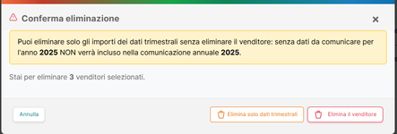 Conferma eliminazione venditori