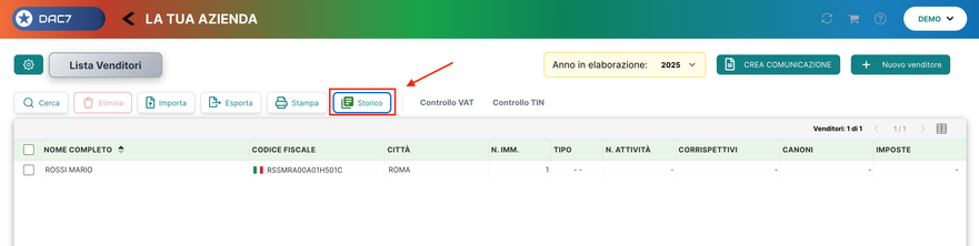 Lista Venditori &mdash; Storico