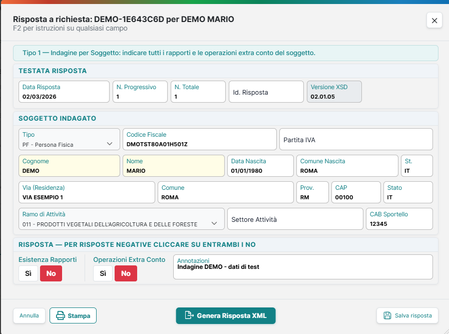 Genera Risposta XML
