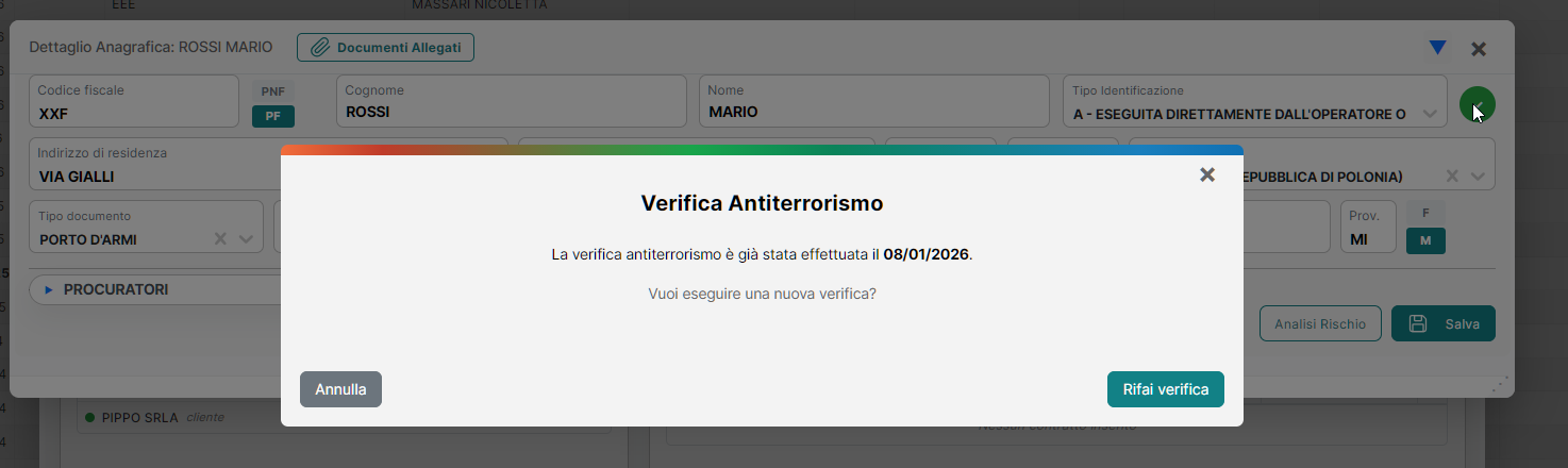 Verifica antiterrorismo