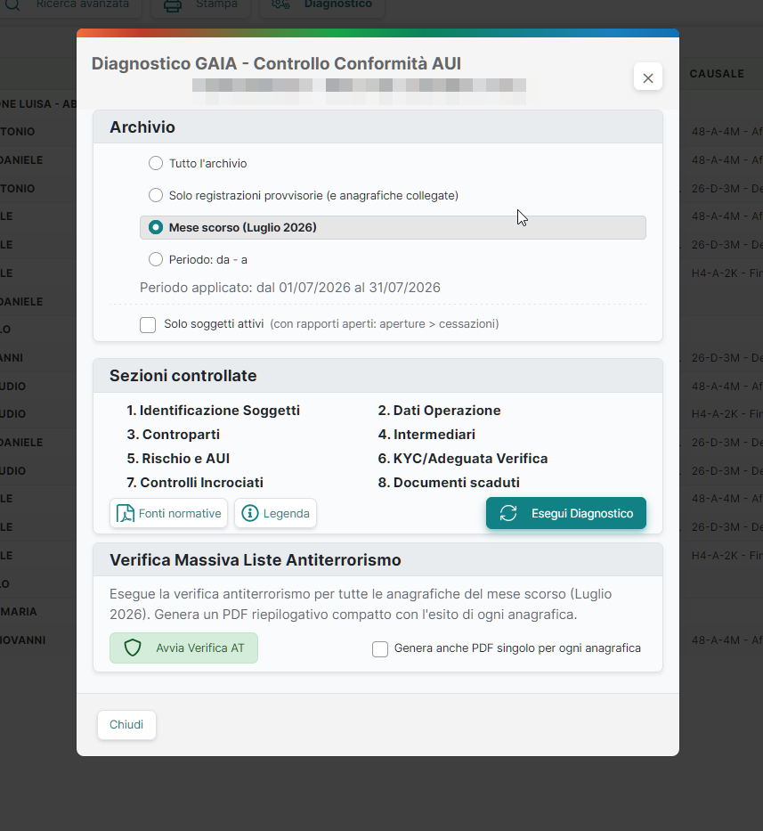Registrazione operazione GAIA