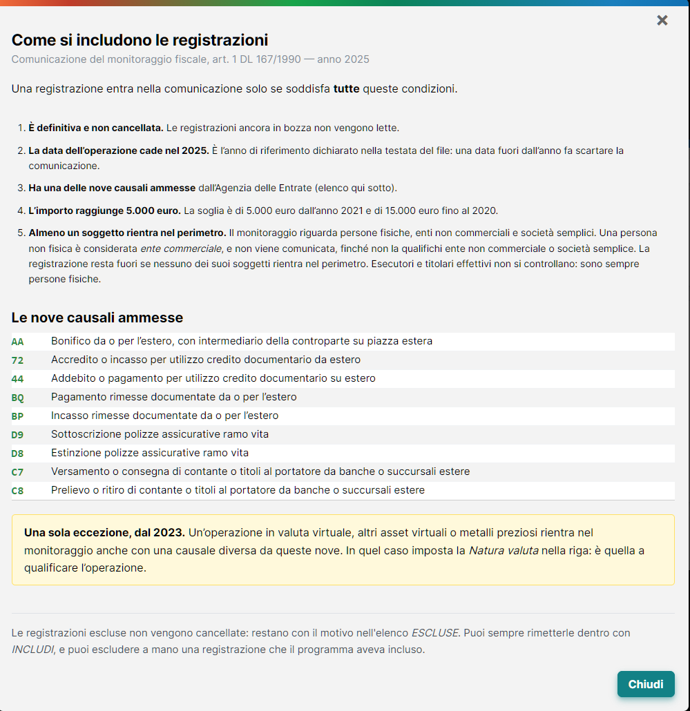 Come si includono le registrazioni