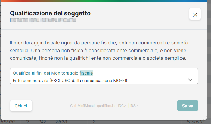 Finestra Qualificazione del soggetto