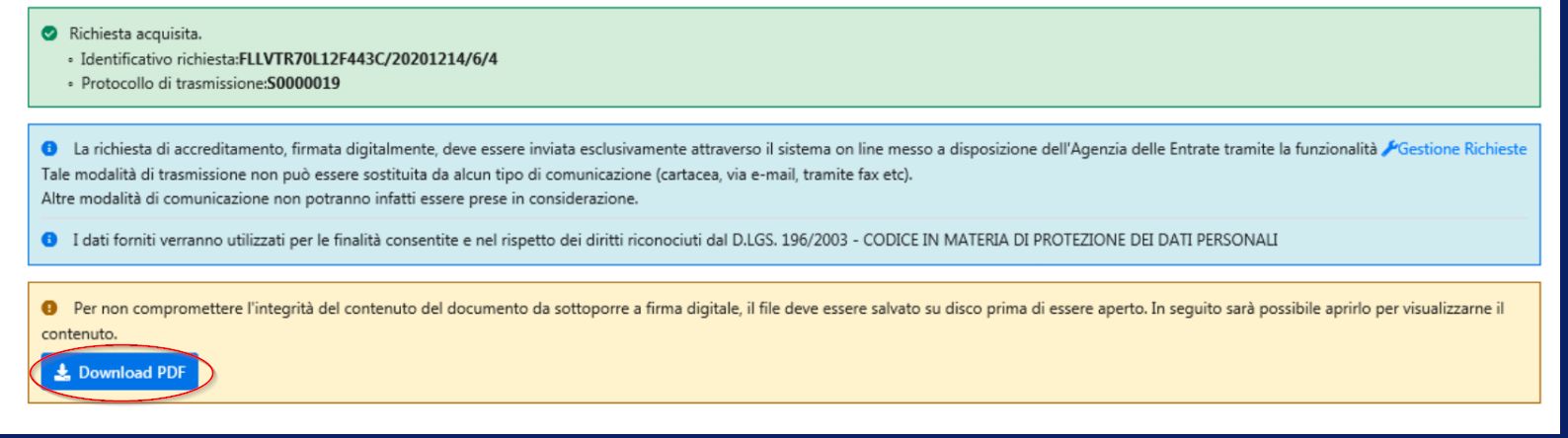 ID richiesta e download PDF